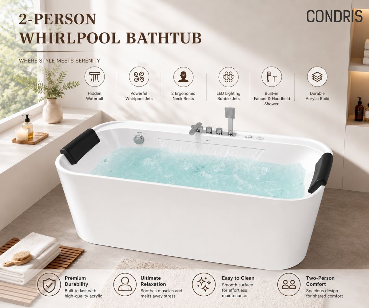Whirlpool Bathtub with Luxury Jets - 67" x 35" - Acrylic White