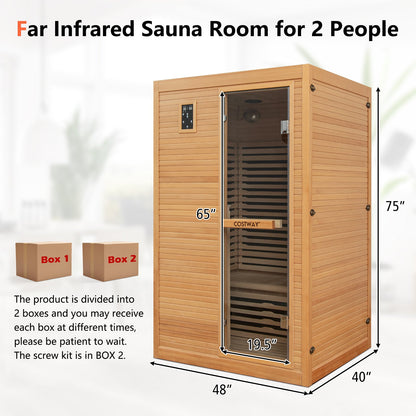 2 People Far Infrared Wooden Sauna Room with Free Red Light for Home