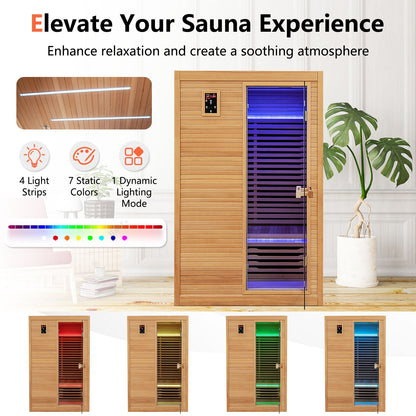 2 People Far Infrared Wooden Sauna Room with Free Red Light for Home
