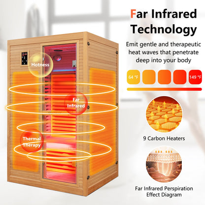 2 People Far Infrared Wooden Sauna Room with Free Red Light for Home