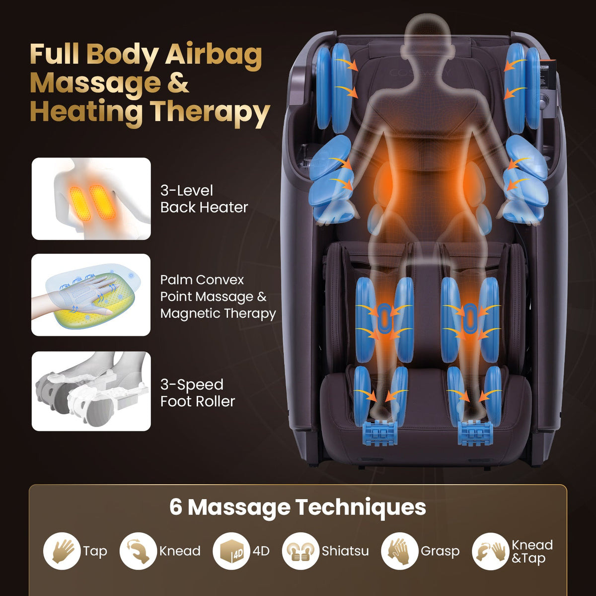 Enjoyment 42 - Full Body Zero Gravity Massage Recliner with Airbags and Foot Rollers