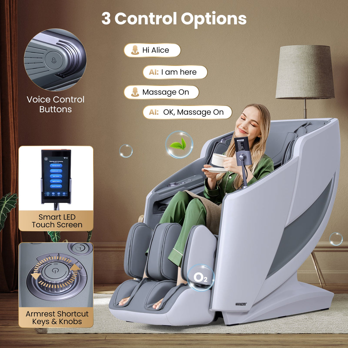 Enjoyment 42 - Full Body Zero Gravity Massage Recliner with Airbags and Foot Rollers