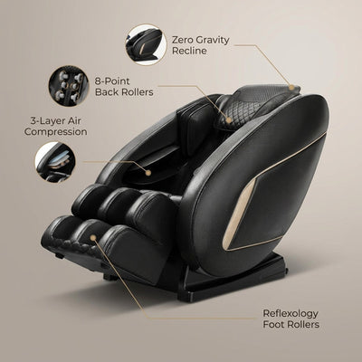Massage Chair Neck Massager with Zero Gravity Heating Bluetooth Functions (Black)