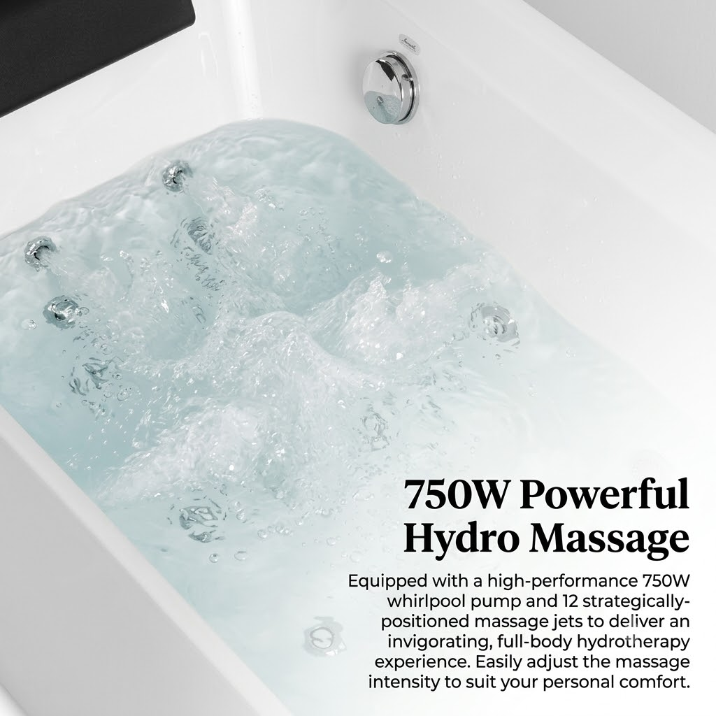 Whirlpool Bathtub with Luxury Jets - 67" x 35" - Acrylic White