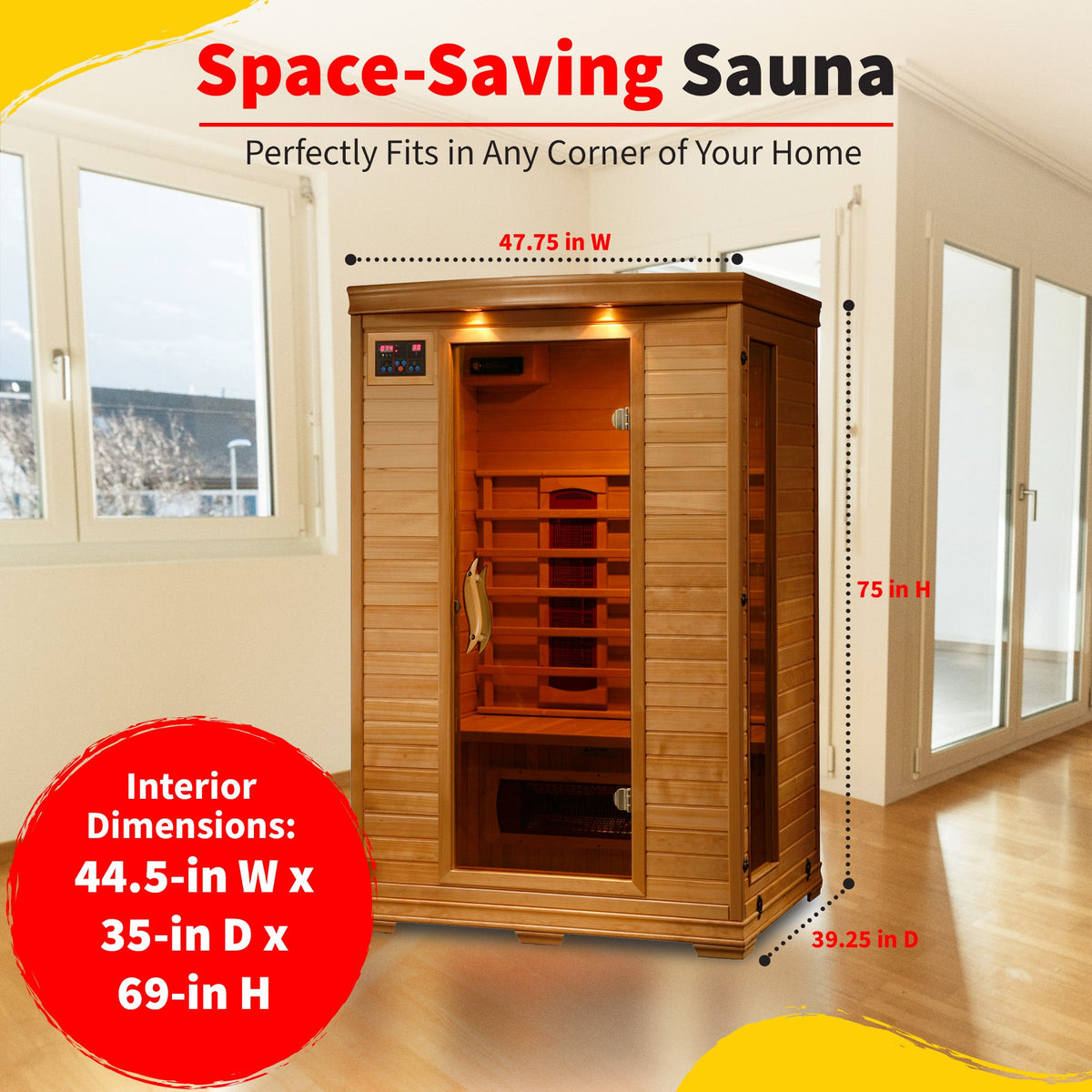 Coronado 2-Person Hemlock Deluxe Ceramic Sauna