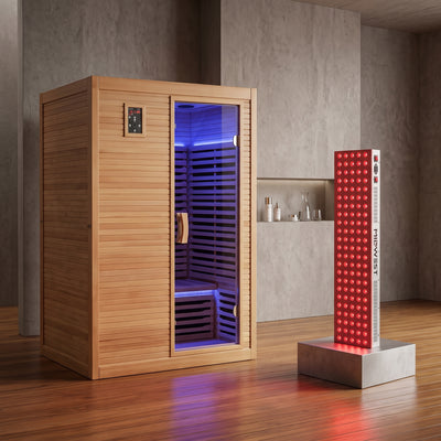 2 People Far Infrared Wooden Sauna Room with Free Red Light for Home