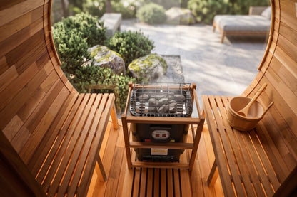 Blisspod | Prague | Canadian Red Cedar Outdoor Steam Barell Sauna | Full Glass Back