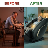 Massage Chair Neck Massager with Zero Gravity Heating Bluetooth Functions (Black) — Before & After