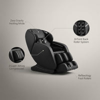 Massage Chair Neck Massager with Zero Gravity Heating Bluetooth Functions (Black) — infographic