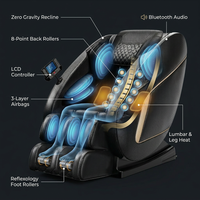 Massage Chair Neck Massager with Zero Gravity Heating Bluetooth Functions (Black) — How It Works