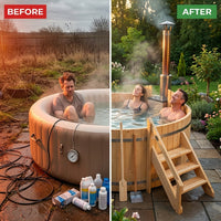 Wood Fired 4-Person to 5-Person 0-Jet Hot Tub and Ice Bath with Internal Stove Pine — Before & After