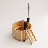 Wood Fired 4-Person to 5-Person 0-Jet Hot Tub and Ice Bath with Internal Stove Pine — Studio Shot