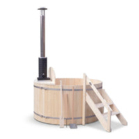 Wood Fired 4-Person to 5-Person 0-Jet Hot Tub and Ice Bath with Internal Stove Pine — Studio Shot