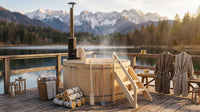 Wood Fired 4-Person to 5-Person 0-Jet Hot Tub and Ice Bath with Internal Stove Pine — Lifestyle