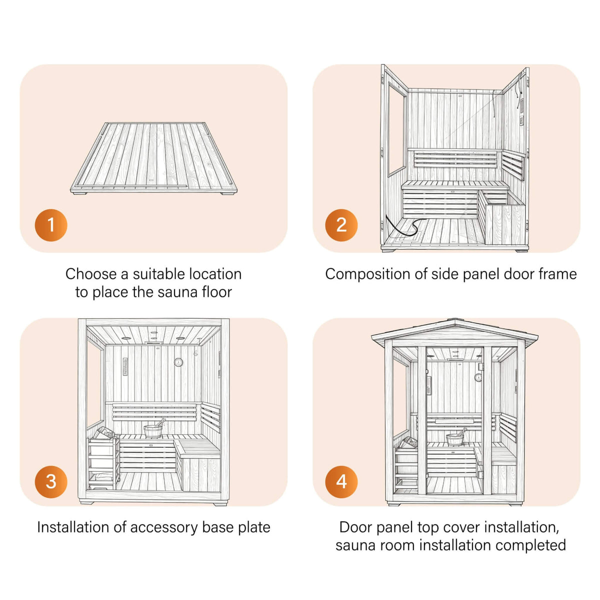 Solenne Outdoor 4-Person Traditional Cedar Steam Sauna With Sauna Heater